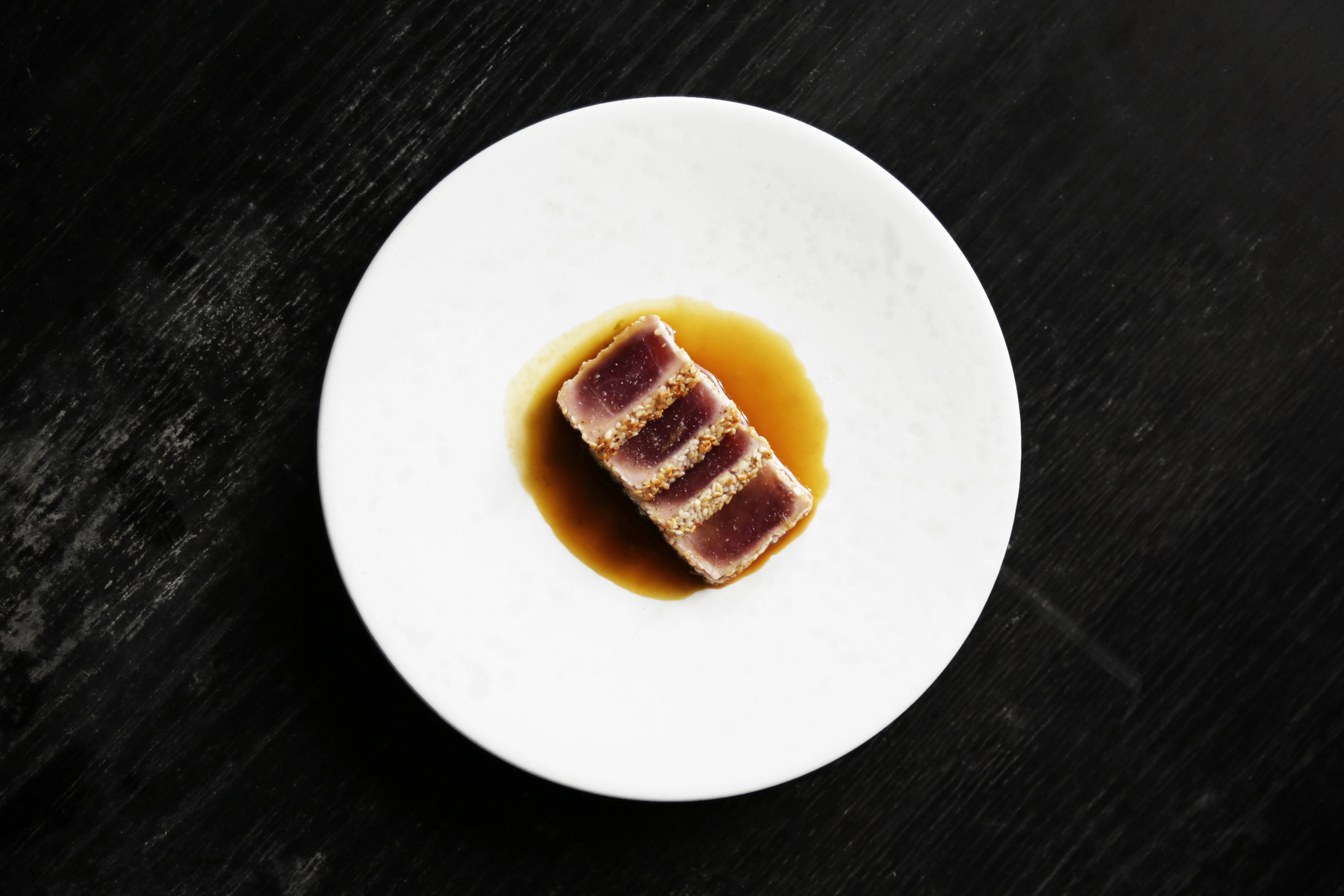 ET Snack Bar at Back Bar, Ham and Sherry. Seared Bluefin Tuna, Yuzu Wasabi Dressing, Toasted Sesame.