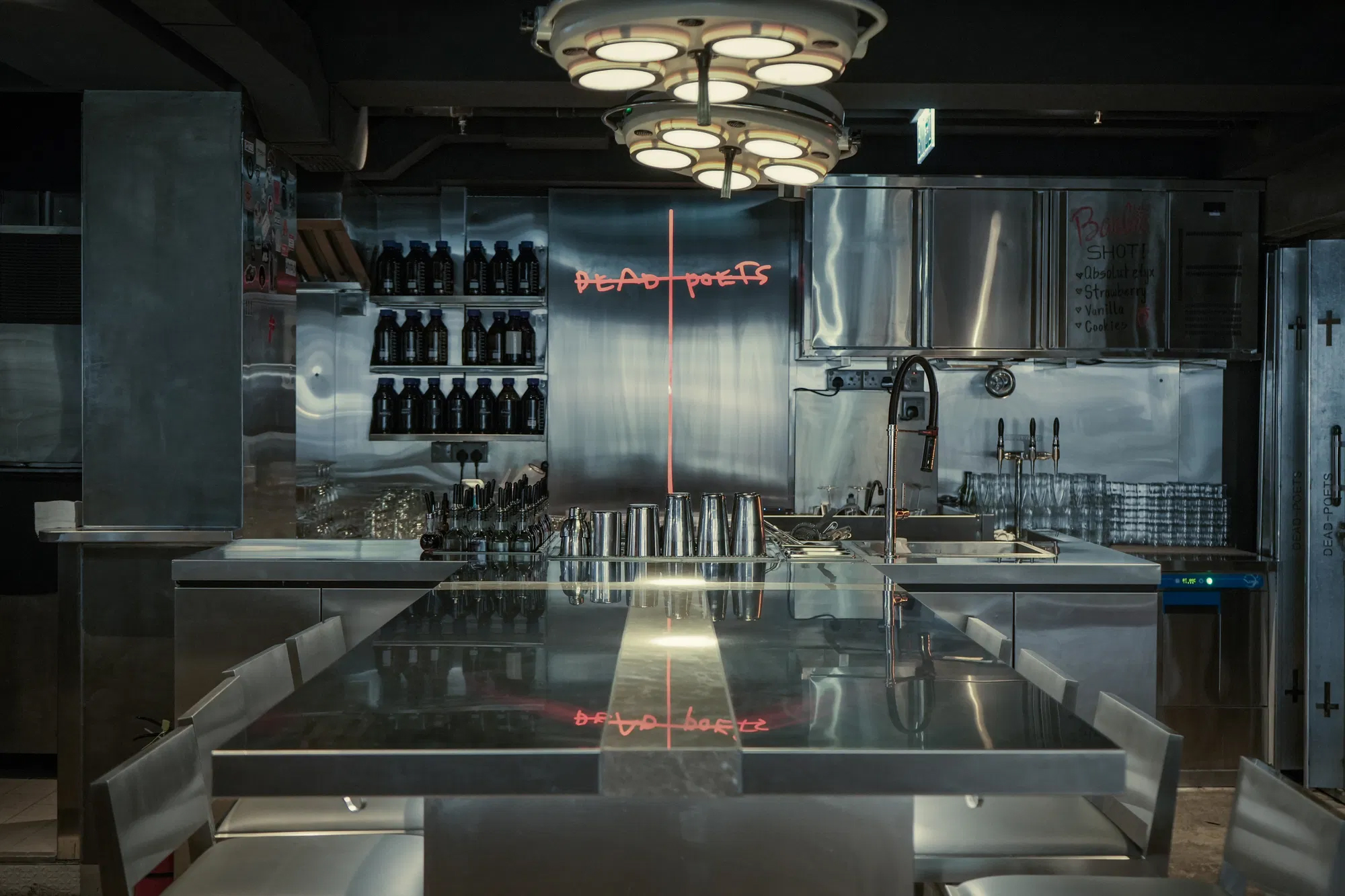 Design and production of HouseWarming at Dead Poets by Ron Wan and Sean O'Connor with cocktails and beverages in collaboration with Nikita Matveev in Central, Hong Kong.