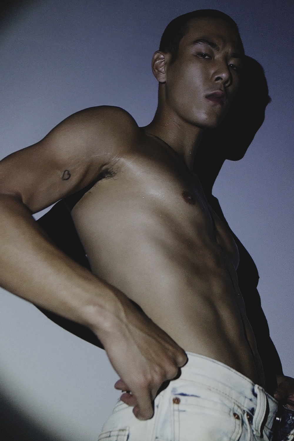 Ron Wan with model Jonathon Wong in Karmuel Young