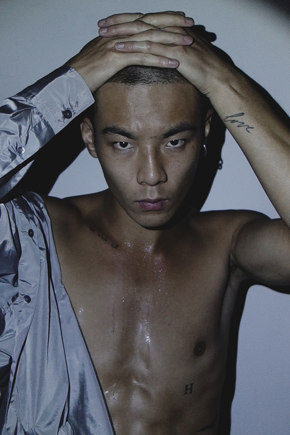 Ron Wan with model Jonathon Wong in Karmuel Young