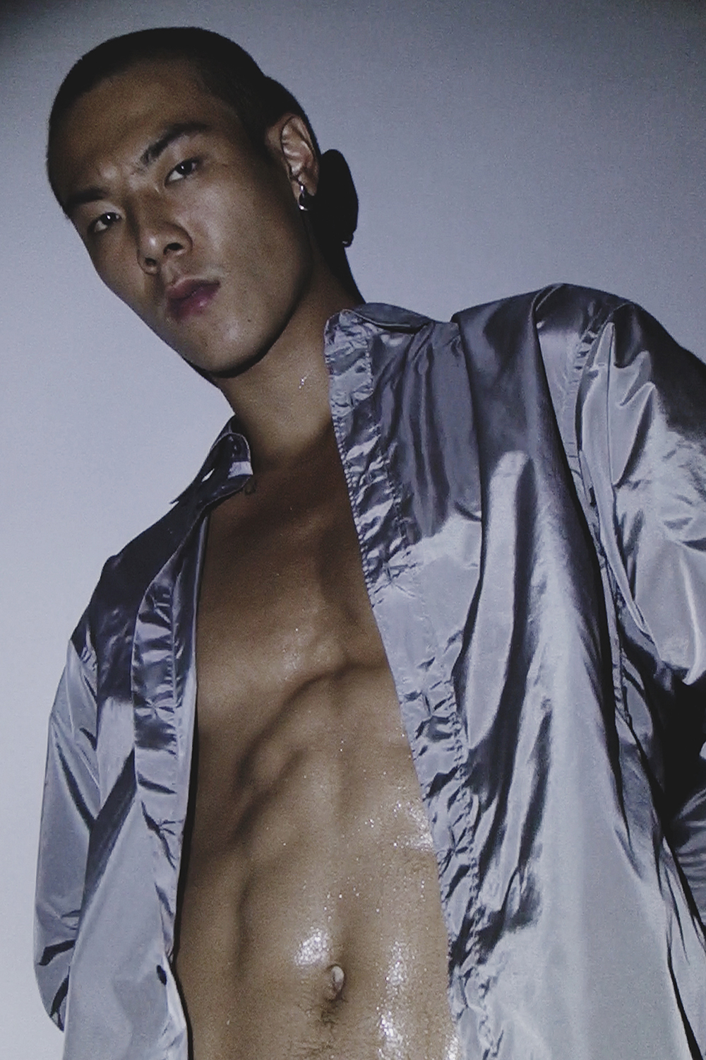 Ron Wan with model Jonathon Wong in Karmuel Young