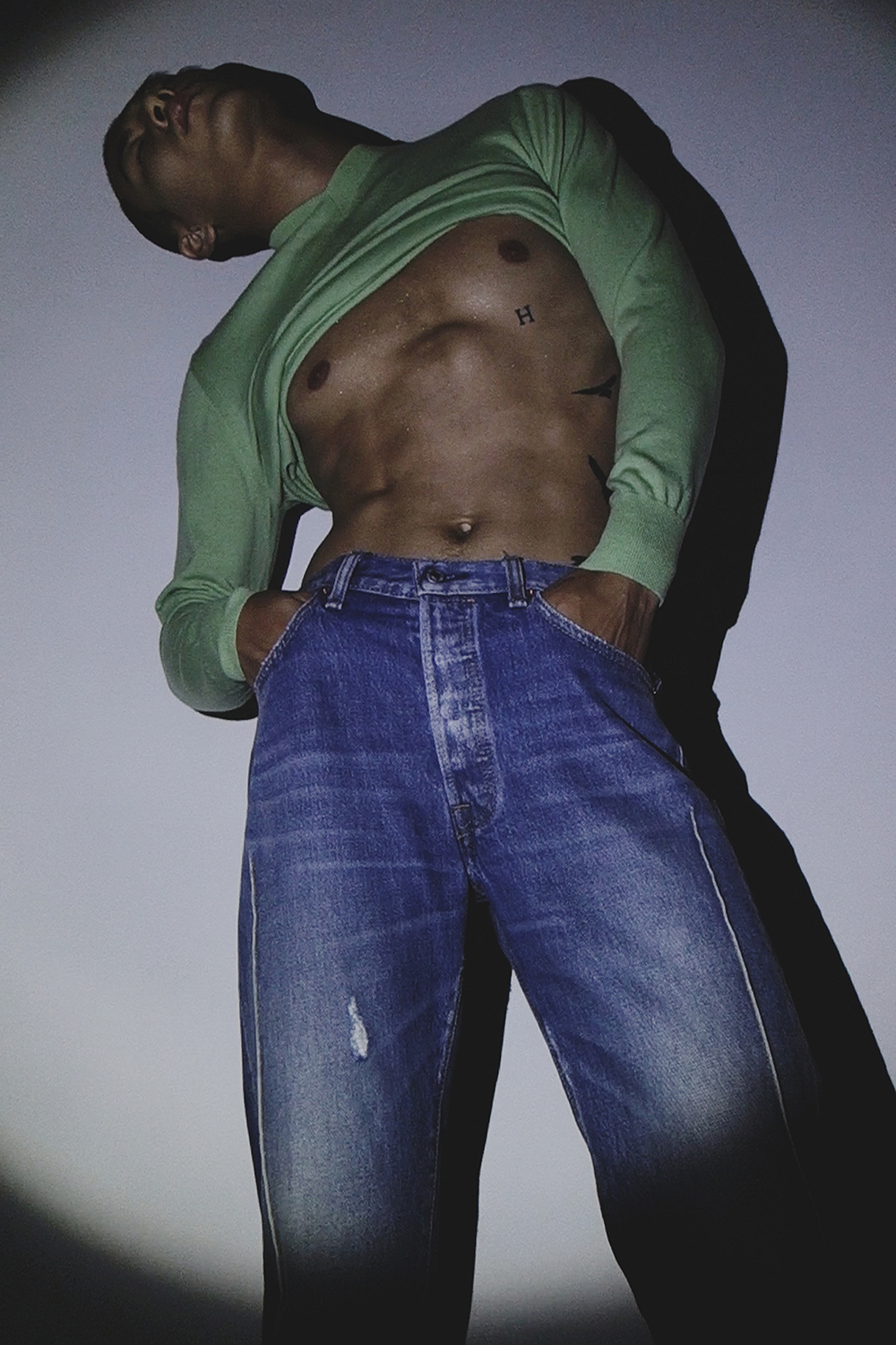 Ron Wan with model Jonathon Wong in Karmuel Young