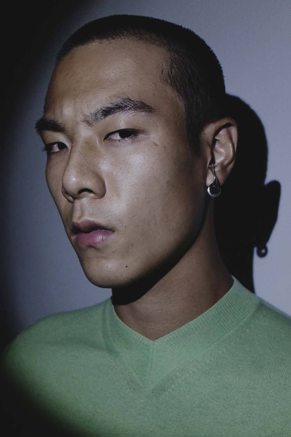 Ron Wan with model Jonathon Wong in Karmuel Young